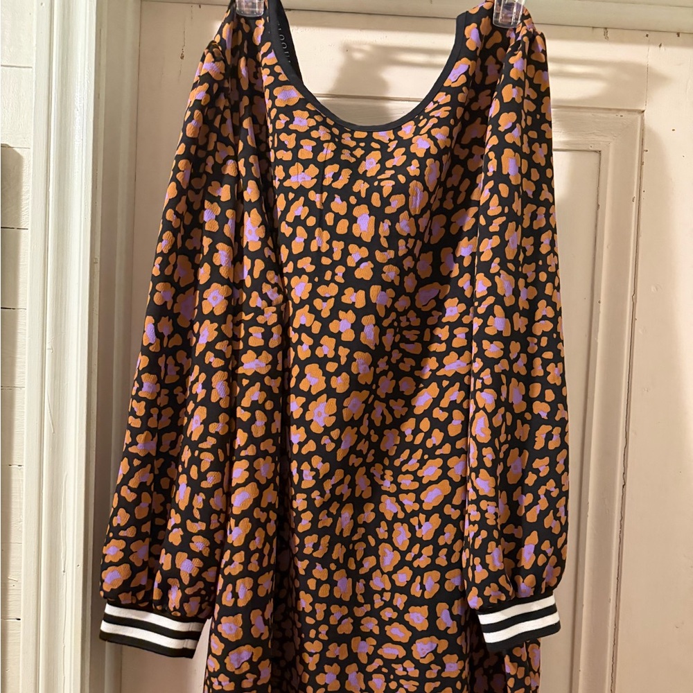 Eloquii Black and Purple Patterned Dress